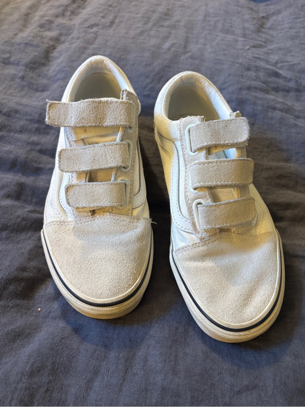 Vans Kids Beige Suede Velcro Sneakers